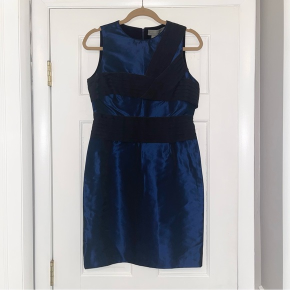 NWT Proenza Schouler silk blue and black sleeveless mini dress, size 6 - Picture 1 of 15
